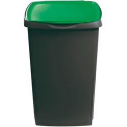 Affaldsspand, 45 liter. Sort med grønt låg.
